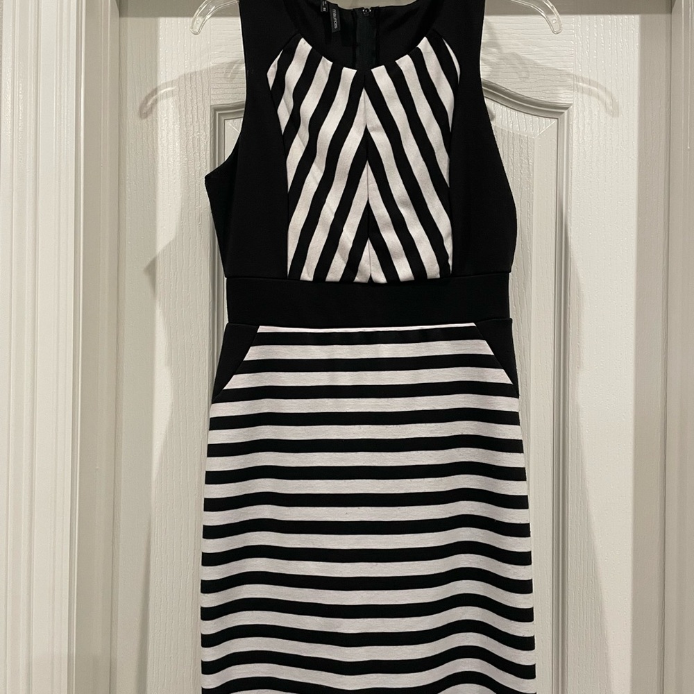Maurices Black and White Striped Mini Dress